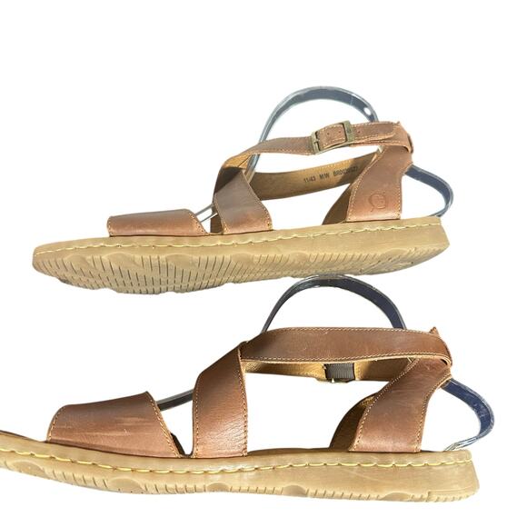 Born Brown Leather Strappy Comfort Sandals Sz 11 EU 43 Adjustable Slingback - Picture 4 of 9